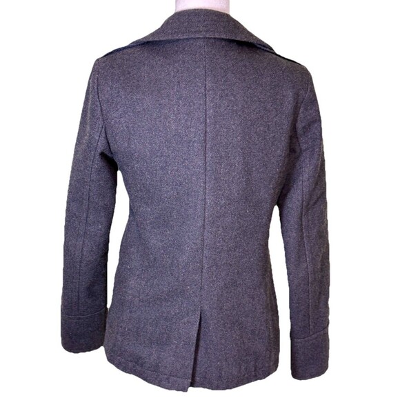 American Eagle Women’s Gray Wool Blend Pea Coat Jacket Minimalist Quiet Luxury S - Picture 3 of 10